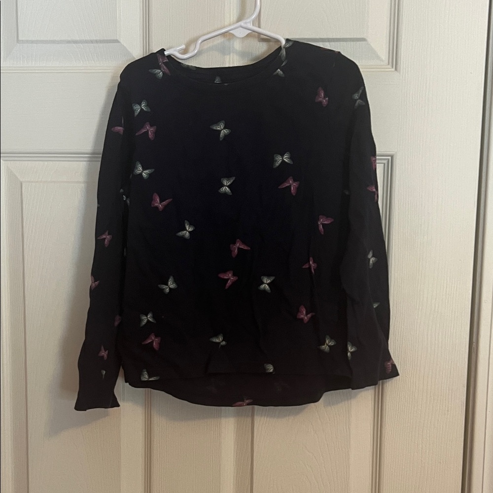 Old Navy Black Long Sleeve Tee with Butterfly Print